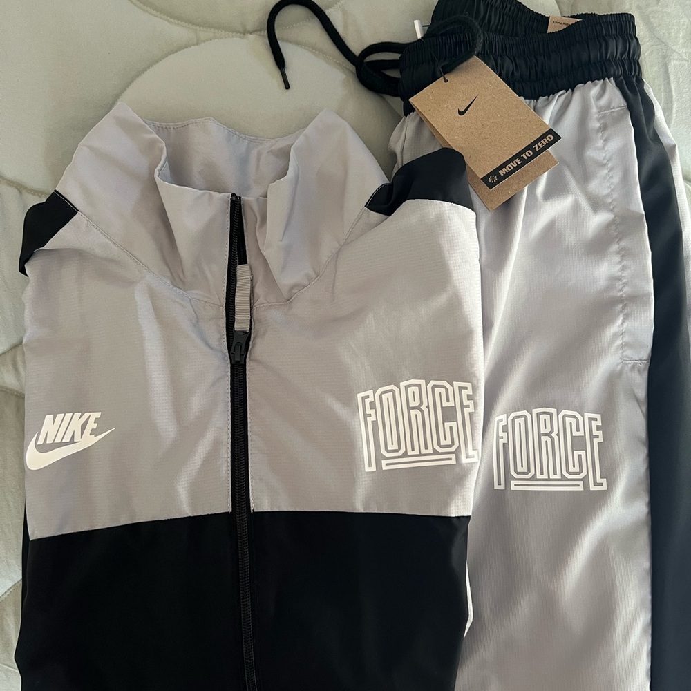 Nike Force Light Gray, Black and Green Logo Track Suit - 2-piece set